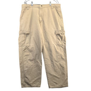 Wrangler Men's Straight Leg Cargo Pants Solid Tan Actual 38x29.5 Flat Front